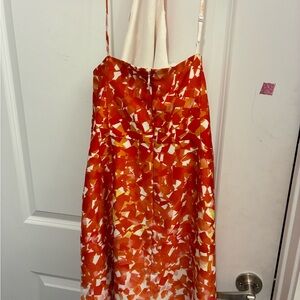 Max & Cleo Orange and White Patterned Midi Dress